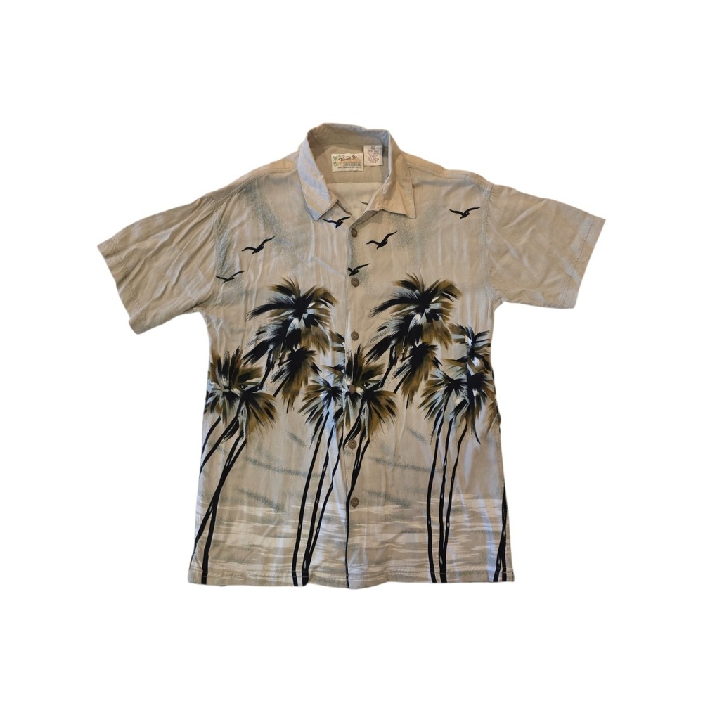 Vintage Thums Up For Boys Hawaiian Shirt Youth XL Rayon Palm Tree Aloha